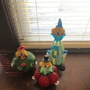 Set of 3 Maruno Glass Clowns.